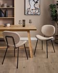 Miniatyrbilde 2 av 10: Sett med 2 Spisestoler Taupe Armløs Benkapper Boucle Svarte Jernben Moderne Retro design
