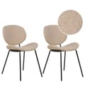 Miniatyrbilde 1 av 10: Sett med 2 Spisestoler Taupe Armløs Benkapper Boucle Svarte Jernben Moderne Retro design