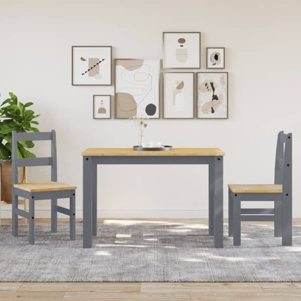 vidaXL Spisestoler 2 stk Panama grå 40x46x90 cm heltre furu