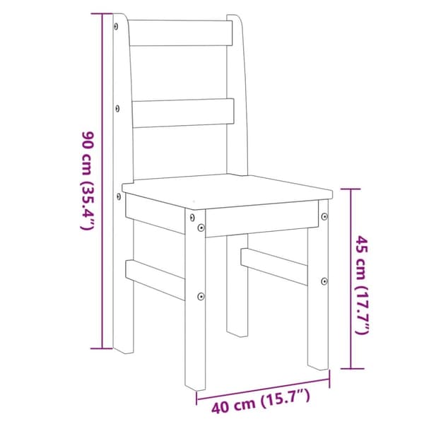 vidaXL Spisestoler 2 stk Panama grå 40x46x90 cm heltre furu
