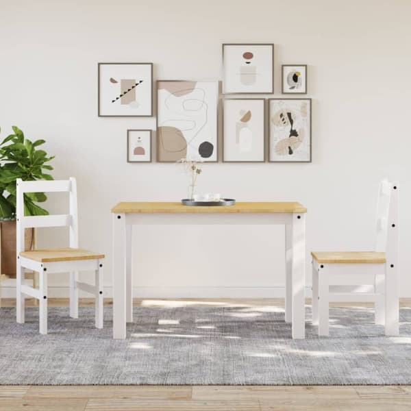 vidaXL Matstolar 2 st Panama vit 40x46x90 cm massiv furu