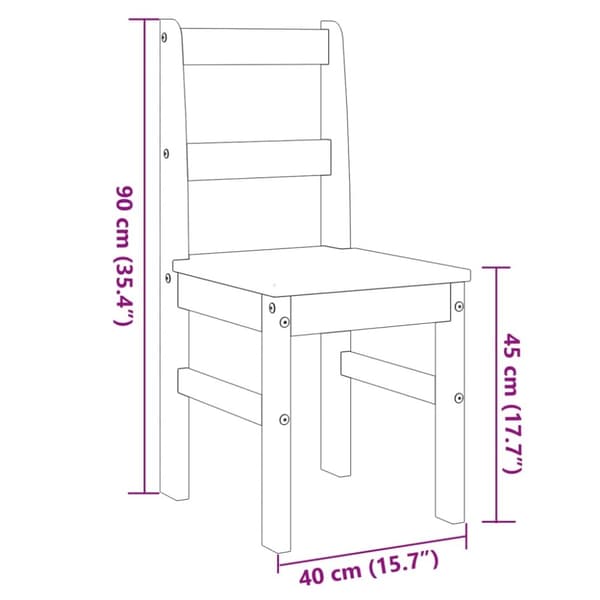 vidaXL Matstolar 2 st Panama vit 40x46x90 cm massiv furu