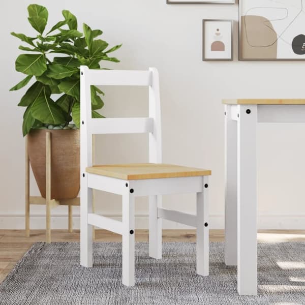 vidaXL Ruokatuolit 2 kpl Panama valkoinen 40x46x90 cm täysi mänty