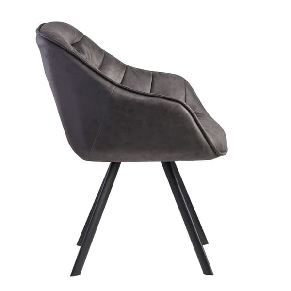 Rootz Modern Spisestuestol - Køkkenstol - Ruskindslook - Armlæn - Blød polstring - 60cm x 85cm x 64cm