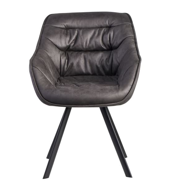Rootz Modern Spisestuestol - Køkkenstol - Ruskindslook - Armlæn - Blød polstring - 60cm x 85cm x 64cm