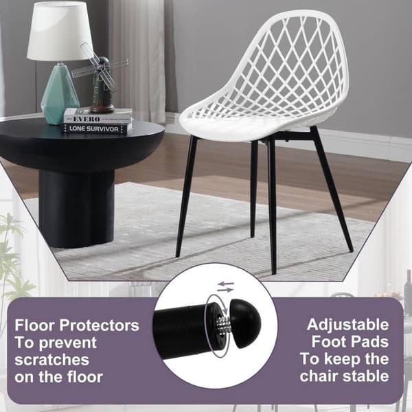 Rootz Moderne spisestuestole Sæt med 4 - Hult ryglæn - Metalben - Ergonomisk og alsidigt - Smudsafvisende - 52 cm x 83,5 cm x 53 cm