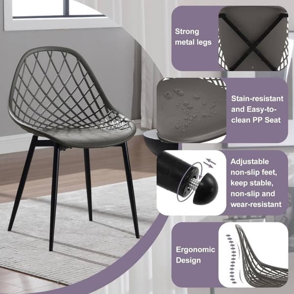 Rootz Moderna matstolar Set med 4 - Ergonomiska sittplatser - Metallbenstolar - Robust och hållbar - Bekväm design - Lätt att rengöra - 52 cm x 83,5 c