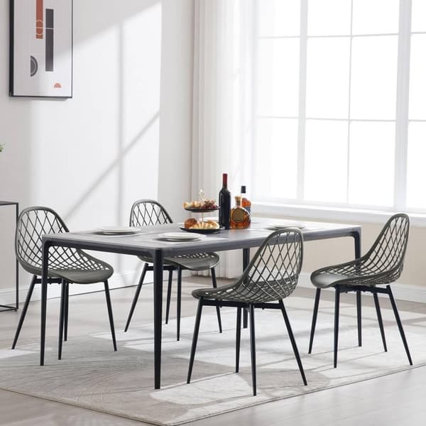 Rootz Moderna matstolar Set med 4 - Ergonomiska sittplatser - Metallbenstolar - Robust och hållbar - Bekväm design - Lätt att rengöra - 52 cm x 83,5 c