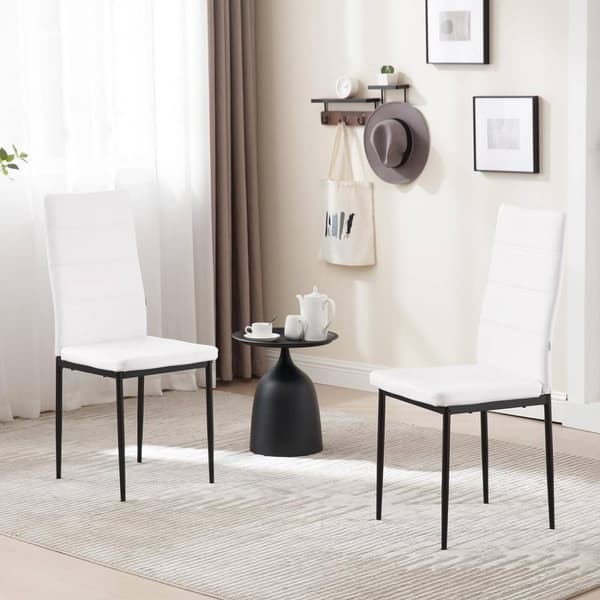 Rootz spisestuestole Sæt med 4 - Højryggede stole - Metalbenstole - Holdbart og vandafvisende kunstlæder - Ergonomisk og komfortabelt design - Skridsi