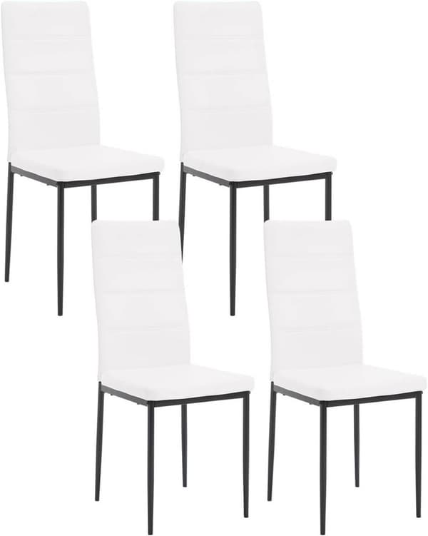Rootz spisestuestole Sæt med 4 - Højryggede stole - Metalbenstole - Holdbart og vandafvisende kunstlæder - Ergonomisk og komfortabelt design - Skridsi