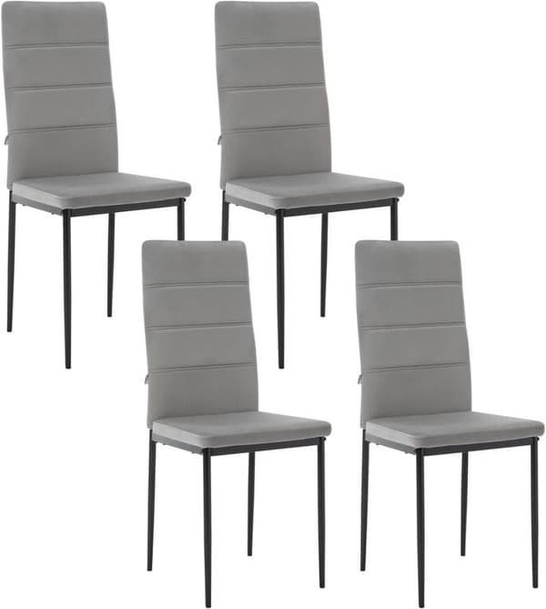 Rootz Velvet -ruokailutuolisarja 4 kpl - Korkeaselkänojat - Metalliset jalkatuolit - Ergonominen muotoilu - Kestävä ja mukava - Lattian suojaus - 40 c