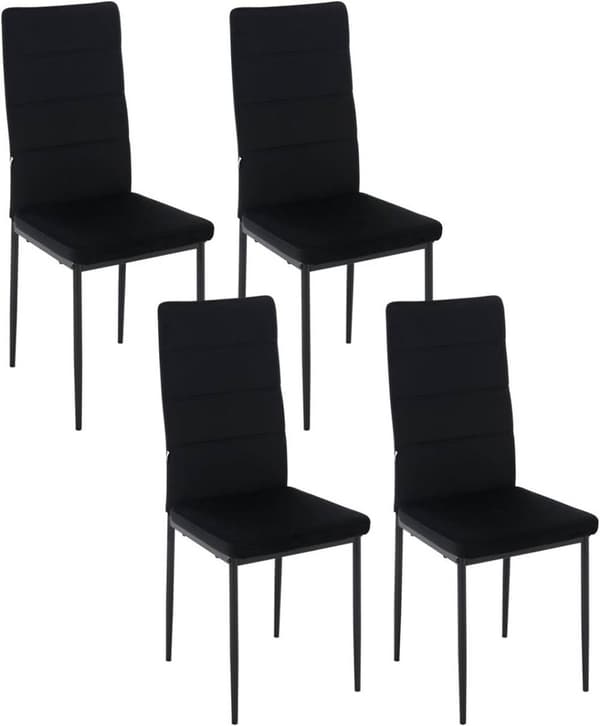 Rootz matstolar Set med 4 - Sammetsstolar - Metallbenstolar - Högdensitetsskum - Ergonomiskt ryggstöd - Halkskydd - 40 cm x 98 cm x 51 cm