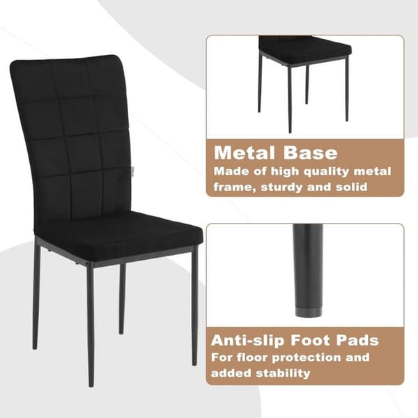 Rootz spisestuestole Sæt med 4 - Polstrede stole - Fløjlssæder - Højt ryglæn til kropsstøtte - Holdbare metalben - Elegant design - 42,5 cm x 96,5 cm