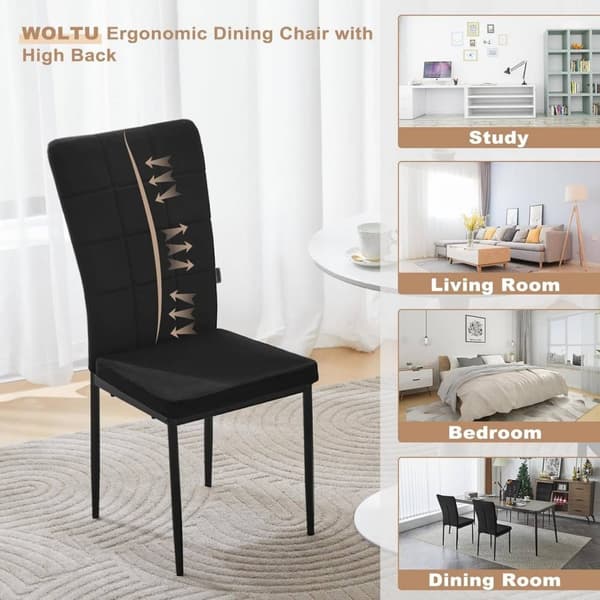 Rootz spisestuestole Sæt med 4 - Polstrede stole - Fløjlssæder - Højt ryglæn til kropsstøtte - Holdbare metalben - Elegant design - 42,5 cm x 96,5 cm