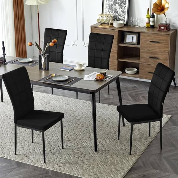 Rootz spisestuestole Sæt med 4 - Polstrede stole - Fløjlssæder - Højt ryglæn til kropsstøtte - Holdbare metalben - Elegant design - 42,5 cm x 96,5 cm