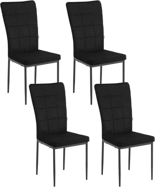 Rootz spisestuestole Sæt med 4 - Polstrede stole - Fløjlssæder - Højt ryglæn til kropsstøtte - Holdbare metalben - Elegant design - 42,5 cm x 96,5 cm