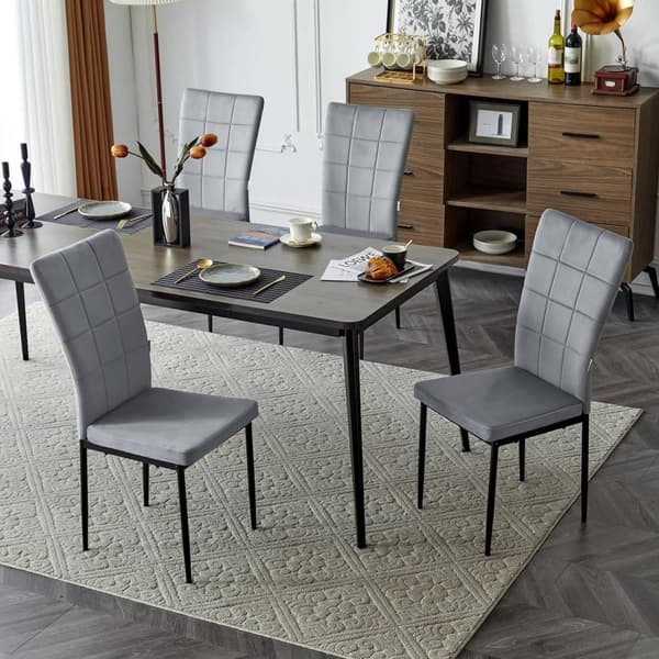 Rootz spisestuestole Sæt med 4 - Fløjlsstole - Polstrede stole - Ergonomisk højt ryglæn - Holdbare metalben - Alsidig brug - 42,5 cm x 96,5 cm x 57,5