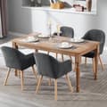 Miniatyrbillede 2 af 6: Rootz spisestuestole Sæt med 4 - Polstrede stole med armlæn - Komfortable siddepladser, robust konstruktion, alsidigt design - Fløjlstræk og træ - 55,