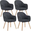 Miniatyrbillede 1 af 6: Rootz spisestuestole Sæt med 4 - Polstrede stole med armlæn - Komfortable siddepladser, robust konstruktion, alsidigt design - Fløjlstræk og træ - 55,