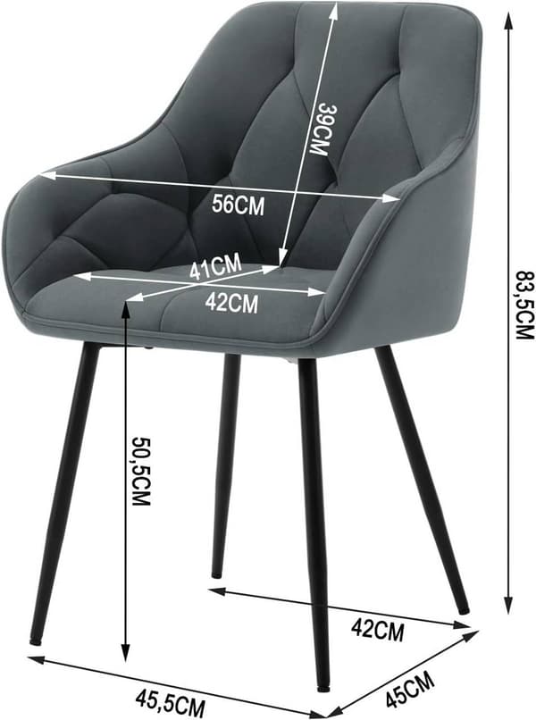 Rootz Velvet -ruokailutuoli - Tyylikäs tuoli - Mukavat istuimet - Ylellinen kosketus, kestävä metalli, Ergonominen muotoilu - 56 cm x 83,5 cm x 53 cm