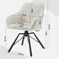 Miniatyrbillede 3 af 8: Rootz roterende spisestuestole Sæt med 6 - Fløjlslænestole - Drejestole - 360 graders rotation, Komfortable og robuste - Creme, metalben - 58 cm x 83,
