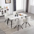 Miniatyrbillede 2 af 8: Rootz roterende spisestuestole Sæt med 6 - Fløjlslænestole - Drejestole - 360 graders rotation, Komfortable og robuste - Creme, metalben - 58 cm x 83,