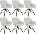 Miniatyrbillede 1 af 8: Rootz roterende spisestuestole Sæt med 6 - Fløjlslænestole - Drejestole - 360 graders rotation, Komfortable og robuste - Creme, metalben - 58 cm x 83,