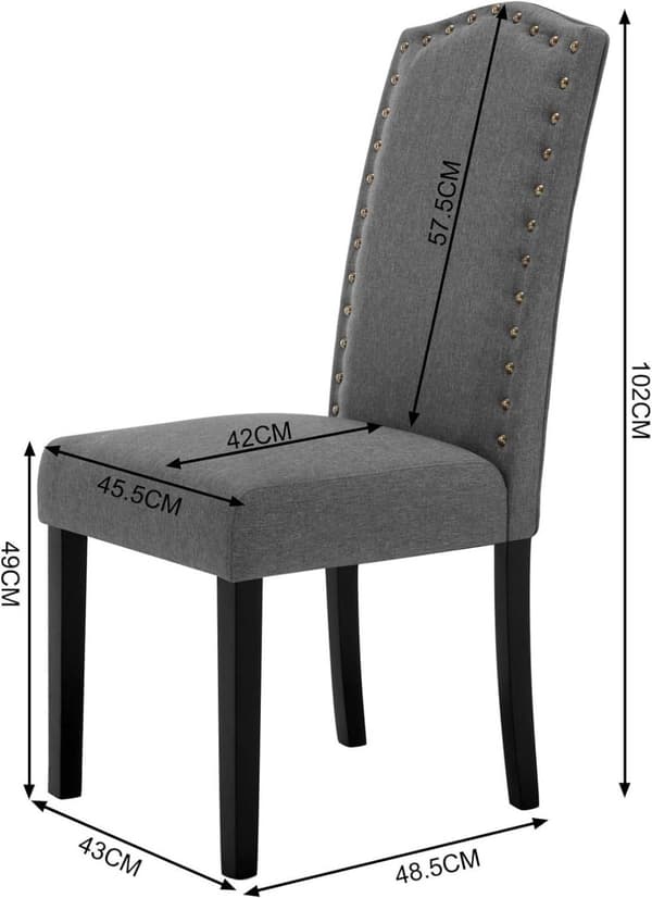 Rootz 6 ruokatuolin setti - Korkea selkänoja - Massiivipuiset jalat - Mukavat ja kestävät - Lattian suojaus - Pellava Tummanharmaa - 47 cm x 103 cm x
