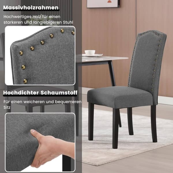 Rootz Set med 2 matstolar - Högryggsstolar - Vadderade stolar - Ergonomisk design - Slitstarkt massivt trä - Golvskydd - 47cm x 103cm x 63cm