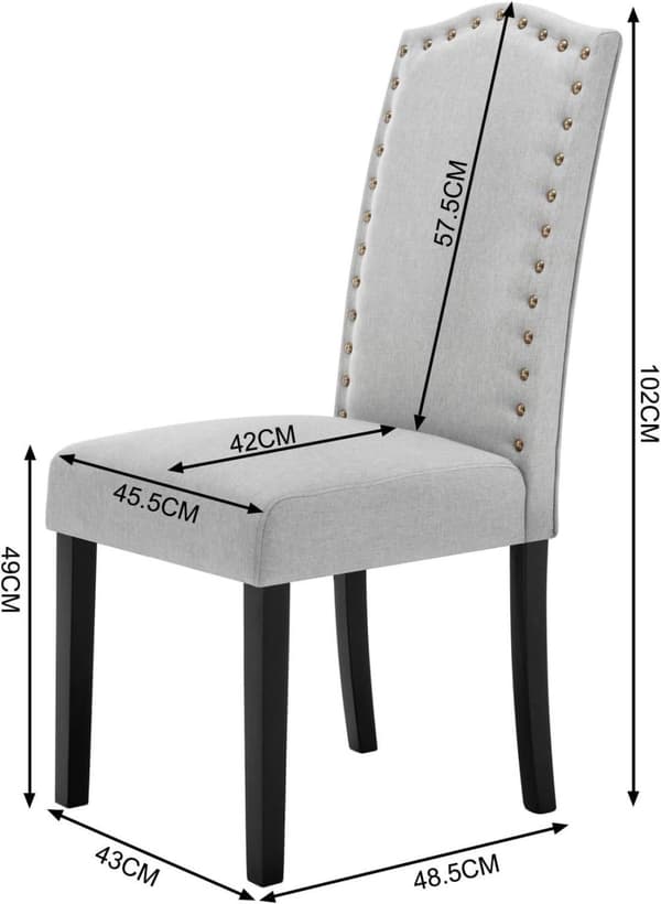 Rootz 6 ruokapöydän tuolin setti - Ergonomiset tuolit - Tyylikkäät istuimet - Mukava, kestävä, lattialle turvallinen - Pellava ja massiivipuu - 47 cm