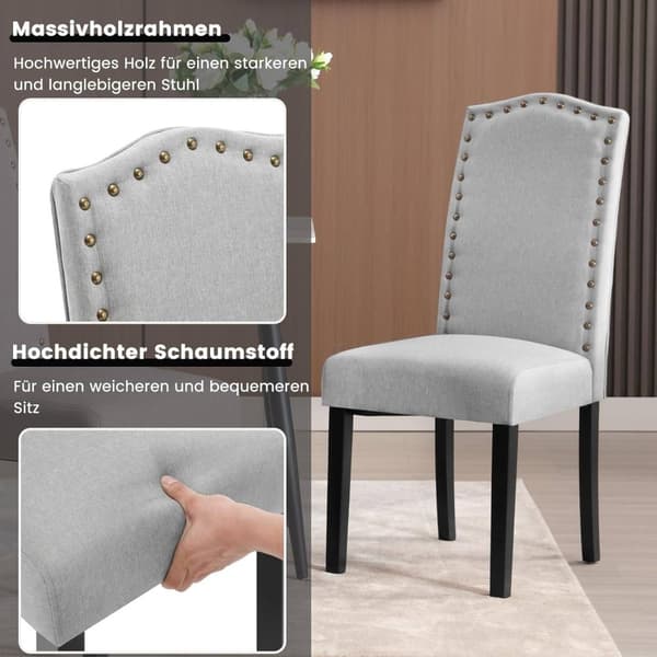 Rootz 6 ruokapöydän tuolin setti - Ergonomiset tuolit - Tyylikkäät istuimet - Mukava, kestävä, lattialle turvallinen - Pellava ja massiivipuu - 47 cm