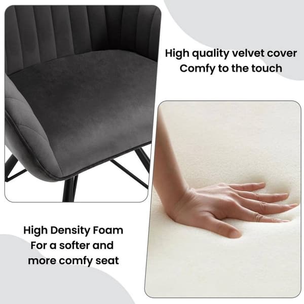 Rootz Roterende Spisestuestol - Drejestol - Fløjlssæde - 360-graders rotation, komfortabel og robust - 58 cm x 83,5 cm x 53,5 cm