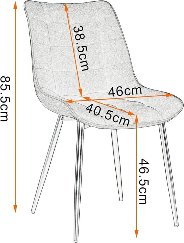 Rootz sæt med 6 spisestuestole - Komfortable siddepladser - Stilfuldt design - Holdbar konstruktion - Linned og metal - 85,5 cm x 46 cm x 40,5 cm
