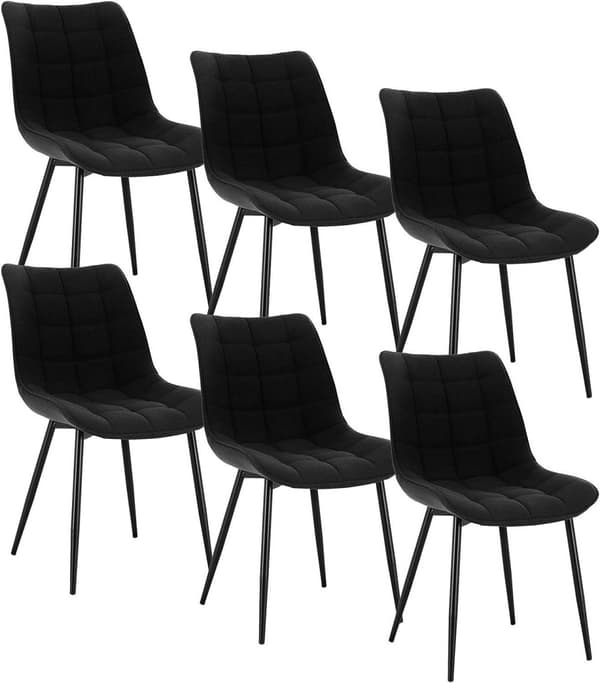 Rootz sæt med 6 spisestuestole - Komfortable siddepladser - Stilfuldt design - Holdbar konstruktion - Linned og metal - 85,5 cm x 46 cm x 40,5 cm