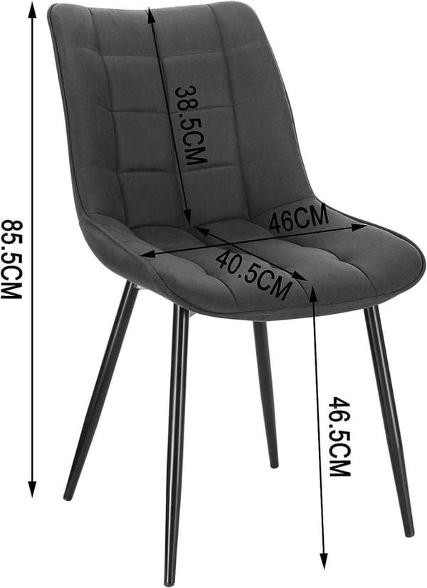 Rootz sæt med 6 spisestuestole - Køkkenstole - Moderne stole - Komfortabelt læderstof - Holdbart metalstel - Ergonomisk design - 85,5 cm x 46 cm x 40,