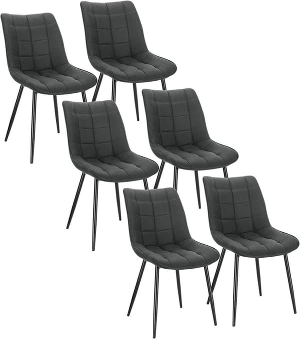 Rootz 6 ruokapöydän tuolin setti - Keittiötuolit - Modernit tuolit - Mukava Leathaire-kangas - Kestävä metallirunko - Ergonominen muotoilu - 85,5 cm x