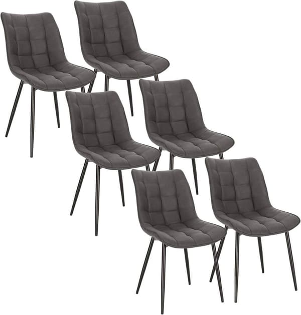Rootz 6 ruokapöydän tuolin setti - Keittiötuolit - Modernit tuolit - Mukava Leathaire-kangas - Kestävä metallirunko - Ergonominen muotoilu - 46 cm x 4