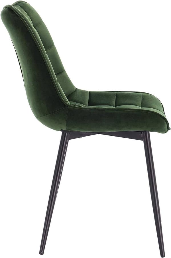 Rootz sæt med 8 spisestuestole - Fløjlspolstret - Metalstel - Ergonomisk design, Holdbar, Komfortabel - Mørkegrøn - 85,5 cm x 46 cm x 40,5 cm