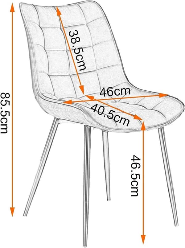 Rootz 8 ruokapöydän tuolin setti - Samettiverhoiltu - Metallirunko - Ergonominen muotoilu - Kestävä ja tukeva - Mukavat istuimet - Lattian suojaus - B