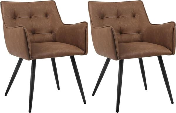 Rootz ruokasalin tuolisarja 2 kpl - Mukavat istuimet - Tyylikkäät tuolit - Keinonahka - Ergonominen ja kestävä - Liukumaton - 57 cm x 80 cm x 57 cm