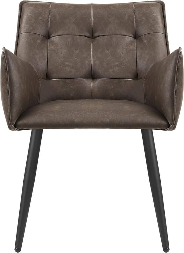 Rootz spisestuestole Sæt med 2 - Lænestole - Sæder i imiteret læder - Komfortable og ergonomiske - Robust metalstel - Moderne design - 57 cm x 80 cm x