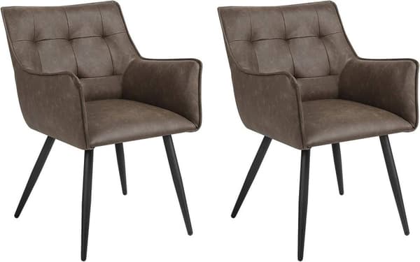 Rootz spisestuestole Sæt med 2 - Lænestole - Sæder i imiteret læder - Komfortable og ergonomiske - Robust metalstel - Moderne design - 57 cm x 80 cm x