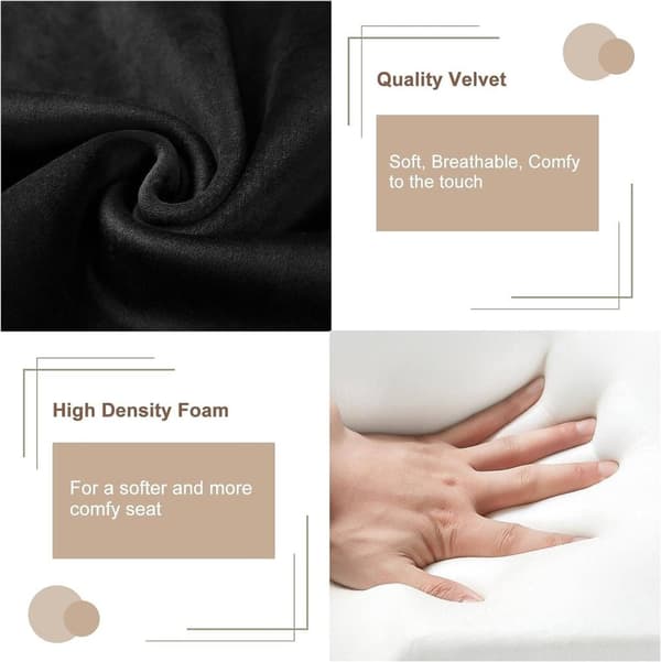 Rootz Velvet spisestuestolesæt - Elegante stole - Komfortable siddepladser - Højdensitetsskum, ergonomisk design, robust metalstel - 57 cm x 80 cm x 5