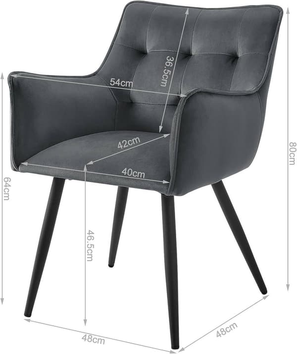 Rootz Velvet Dining Chair Set med 4 - Eleganta stolar - Bekväma sittplatser - Högdensitetsskum - Rejäla metallben - Ergonomisk design - 57cm x 80cm x