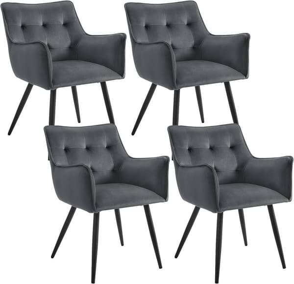 Rootz Velvet -ruokailutuolisarja 4 kpl - Tyylikkäät tuolit - Mukavat istuimet - Tiheävaahto - Tukevat metallijalat - Ergonominen muotoilu - 57 cm x 80