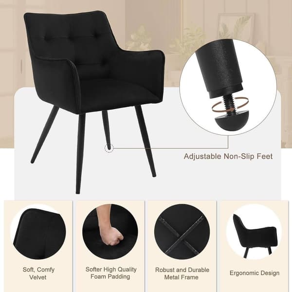 Rootz Velvet -ruokailutuolisarja 4 kpl - Tyylikkäät tuolit - Mukavat istuimet - Tiheävaahto - Tukeva metallirunko - Ergonominen muotoilu - 57 cm x 80