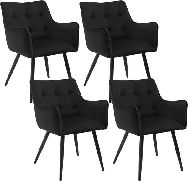Rootz Velvet -ruokailutuolisarja 4 kpl - Tyylikkäät tuolit - Mukavat istuimet - Tiheävaahto - Tukeva metallirunko - Ergonominen muotoilu - 57 cm x 80