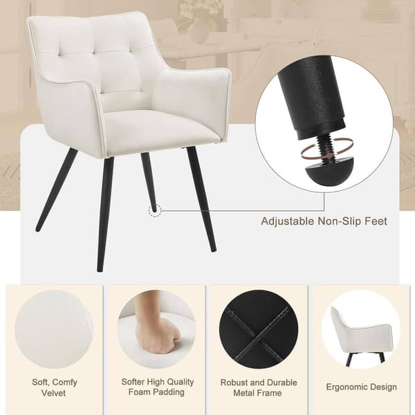 Rootz Velvet spisestuestol - Elegant stol - Komfortable siddepladser - Højdensitetsskum - Ergonomisk design - Stabilt metalstel - 57 cm x 80 cm x 57 c
