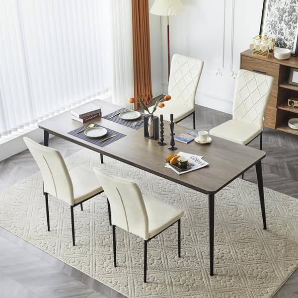 Rootz Spisestuestole Sæt med 4 - Fløjlsstol - Stole med højt ryglæn - Metalben - Komfortable, Ergonomiske, Holdbare - Creme - 42 cm x 94,5 cm x 59 cm