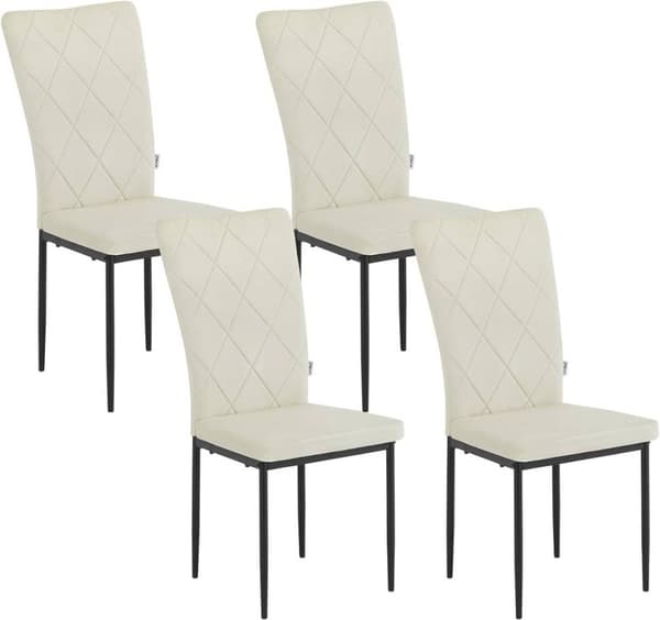 Rootz ruokasalin tuolisarja 4 kpl - Velvet-tuoli - Korkeaselkänojalliset tuolit - Metallijalat - Mukavat, ergonomiset, kestävät - Kermanvärinen - 42cm